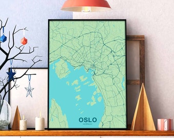 OSLO Norway Norge map poster color Hometown City Print Modern Home Decor Office Decoration Wall Art Dorm Bedroom Gift