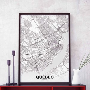 QUÉBEC Canada carte affiche ville natale ville impression moderne décor à la maison bureau décoration art mural dortoir chambre cadeau