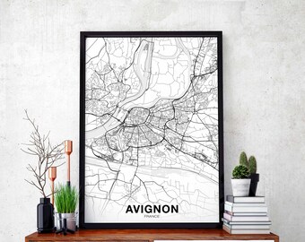 AVIGNON France map poster Hometown City Print Modern Home Decor Office Decoration Wall Art Dorm Bedroom Gift