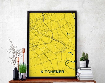 KITCHENER Canada poster color Hometown City Print Modern Home Decor Office Decoration Wall Art Dorm Bedroom Gift