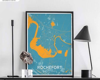 ROCHEFORT France map poster black white Hometown City Print Modern Home Decor Office Decoration Wall Art Dorm Bedroom Gift
