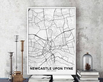 NEWCASTLE UPON TYNE Great Britain poster color Hometown City Print Modern Home Decor Office Decoration Wall Art Dorm Bedroom Gift
