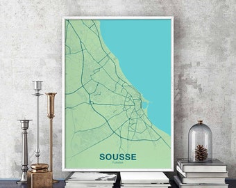 SOUSSE Tunisia poster color Hometown City Print Modern Home Decor Office Decoration Wall Art Dorm Bedroom Gift