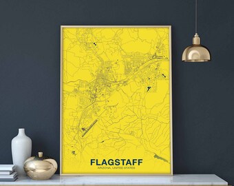FLAGSTAFF Arizona AR US map poster color Hometown City Print Modern Home Decor Office Decoration Wall Art Dorm Bedroom Gift