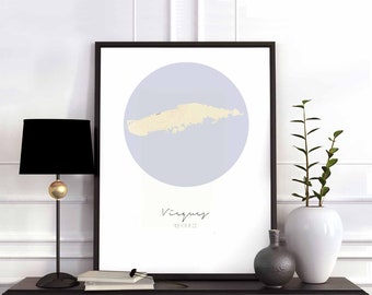 VIEQUES Puerto Rico map poster wall decor design modern minimal nordic travel bedroom home art vintage retro dorm nursery housewarming