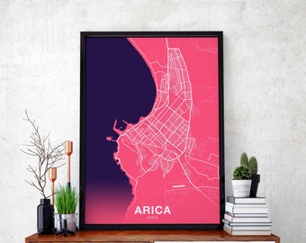 ARICA Chile map poster color Hometown City Print Modern Home Decor Office Decoration Wall Art Dorm Bedroom Gift