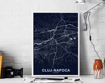 CLUJ-NAPOCA Romania poster color Hometown City Print Modern Home Decor Office Decoration Wall Art Dorm Bedroom Gift