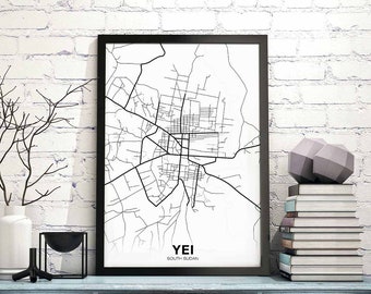 YEI South Sudan map poster black white Hometown City Print Modern Home Decor Office Decoration Wall Art Dorm Bedroom Gift