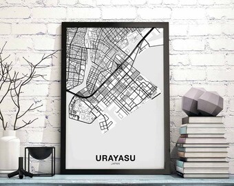 URAYASU Japan map poster Hometown City Print Modern Home Decor Office Decoration Wall Art Dorm Bedroom Gift