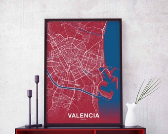 VALENCIA Spain poster color Hometown City Print Modern Home Decor Office Decoration Wall Art Dorm Bedroom Gift