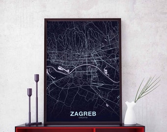ZAGREB Croatia poster color Hometown City Print Modern Home Decor Office Decoration Wall Art Dorm Bedroom Gift