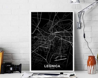 LEGNICA Poland map poster black white Hometown City Print Modern Home Decor Office Decoration Wall Art Dorm Bedroom Gift