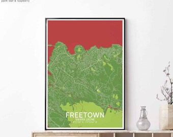 FREETOWN Sierra Leone map poster black white Hometown City Print Modern Home Decor Office Decoration Wall Art Dorm Bedroom Gift