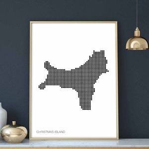 ILHA DE NATAL pontos mínimos retro mapa pôster preto branco decoração de parede design moderno suíço escandinavo nórdico inauguração de casa viagem