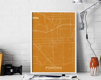 POMONA California CA USA map poster color Hometown City Print Modern Home Decor Office Decoration Wall Art Dorm Bedroom Gift