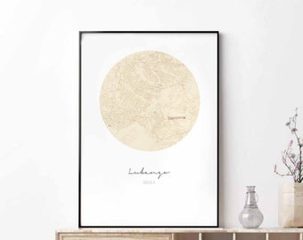 LUBANGO Angola map poster wall decor design modern minimal nordic travel bedroom home art vintage retro dorm nursery housewarming