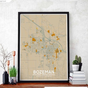 BOZEMAN Montana USA carte affiche couleur ville natale ville impression moderne décor à la maison bureau décoration mur art dortoir chambre cadeau