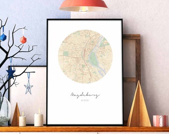 MAGDEBURG Germany map poster wall decor design modern minimal nordic travel bedroom home art vintage retro dorm nursery housewarming