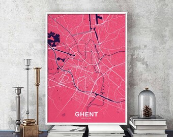 GHENT Belgium poster color Hometown City Print Modern Home Decor Office Decoration Wall Art Dorm Bedroom Gift