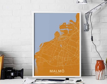 MALMO Sweden poster color Hometown City Print Modern Home Decor Office Decoration Wall Art Dorm Bedroom Gift