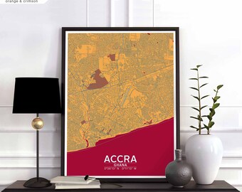 ACCRA Ghana map poster black white Hometown City Print Modern Home Decor Office Decoration Wall Art Dorm Bedroom Gift