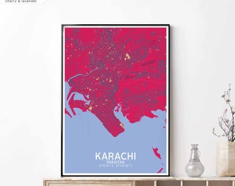 KARACHI Pakistan map poster black white Hometown City Print Modern Home Decor Office Decoration Wall Art Dorm Bedroom Gift
