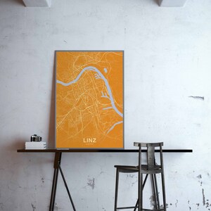 LINZ Austria Map Poster Color Hometown City Print Modern Home Decor ...