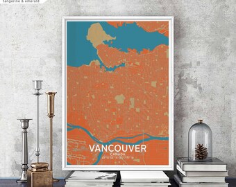 VANCOUVER Canada map poster black white Hometown City Print Modern Home Decor Office Decoration Wall Art Dorm Bedroom Gift