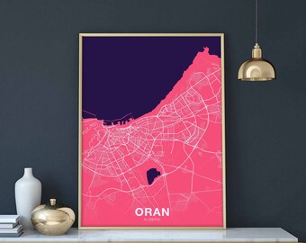 ORAN Algeria map poster color Hometown City Print Modern Home Decor Office Decoration Wall Art Dorm Bedroom Gift art