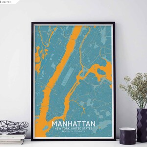 MANHATTAN New York USA Karte Poster schwarz weiß Hometown City Print Modernes Wohndekor Büro Dekoration Wand Kunst Wohnheim Schlafzimmer Geschenk