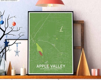APPLE VALLEY California USA map poster black white Hometown City Print Modern Home Decor Office Decoration Wall Art Dorm Bedroom Gift