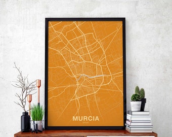MURCIA Spain map poster color Hometown City Print Modern Home Decor Office Decoration Wall Art Dorm Bedroom Gift