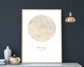 MAINZ Germany map poster wall decor design modern minimal nordic travel bedroom home art vintage retro dorm nursery housewarming