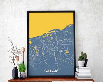 CALAIS France map poster colors Hometown City Print Modern Home Decor Office Decoration Wall Art Dorm Bedroom Gift