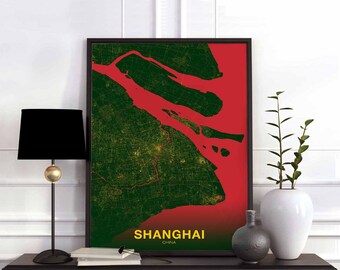 SHANGHAI China poster color Hometown City Print Modern Home Decor Office Decoration Wall Art Dorm Bedroom Gift