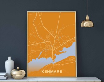 KENMARE Ireland map poster color Hometown City Print Modern Home Decor Office Decoration Wall Art Dorm Bedroom Gift
