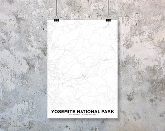 YOSEMITE NP California US map poster black white Hometown City Print Modern Home Decor Office Decoration Wall Art Dorm Bedroom Gift