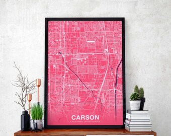 CARSON California CA US map poster color Hometown City Print Modern Home Decor Office Decoration Wall Art Dorm Bedroom Gift