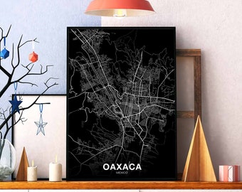 OAXACA Mexico map poster black white Hometown City Print Modern Home Decor Office Decoration Wall Art Dorm Bedroom Gift
