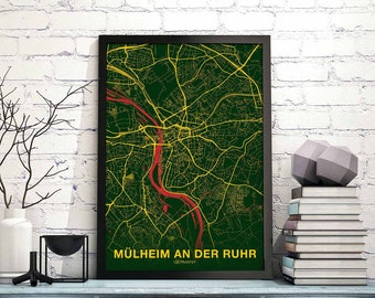 MULHEIM an der  RUHR Germany poster color Hometown City Print Modern Home Decor Office Decoration Wall Art Dorm Bedroom Gift