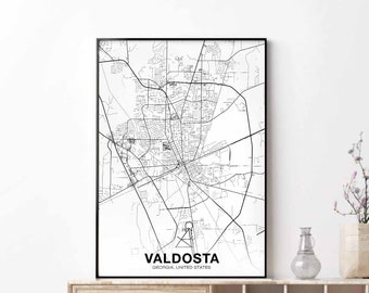 VALDOSTA Georgia US map poster Hometown City Print Modern Home Decor Office Decoration Wall Art Dorm Bedroom Gift