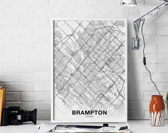 BRAMPTON Canada map poster Hometown City Print Modern Home Decor Office Decoration Wall Art Dorm Bedroom Gift