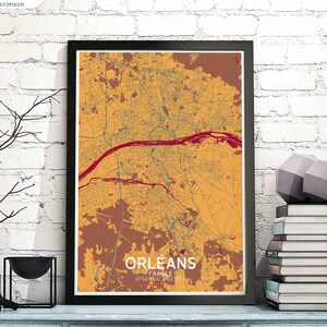 ORLEANS Frankreich Karte Poster schwarz weiß Heimatstadt Stadt Print Modernes Wohndekor Büro Dekoration Wand Kunst Wohnheim Schlafzimmer Geschenk