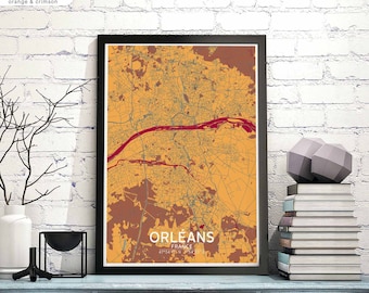 ORLEANS France map poster black white Hometown City Print Modern Home Decor Office Decoration Wall Art Dorm Bedroom Gift