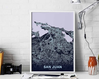 SAN JUAN Puerto Rico PR usa poster color Hometown City Print Modern Home Decor Office Decoration Wall Art Dorm Bedroom Gift
