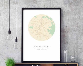 GRACANICA Bosnia Herzegovina map poster wall decor design modern minimal nordic travel bedroom home art vintage retro dorm nursery