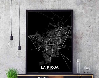 LA RIOJA Argentina map poster black white Hometown City Print Modern Home Decor Office Decoration Wall Art Dorm Bedroom Gift
