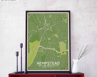 HEMPSTEAD New York usa map poster black white Hometown City Print Modern Home Decor Office Decoration Wall Art Dorm Bedroom Gift