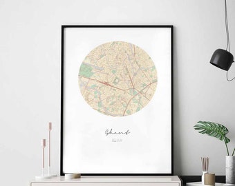 GHENT Belgium map poster wall decor design modern minimal nordic travel bedroom home art vintage retro dorm nursery housewarming