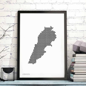 LIBANON Minimal Art Poster schwarz weiß Landkarte Wand Dekor Design modern schweizerisch skandinavisch chic elegant elegant elegant elegant Geschenk
